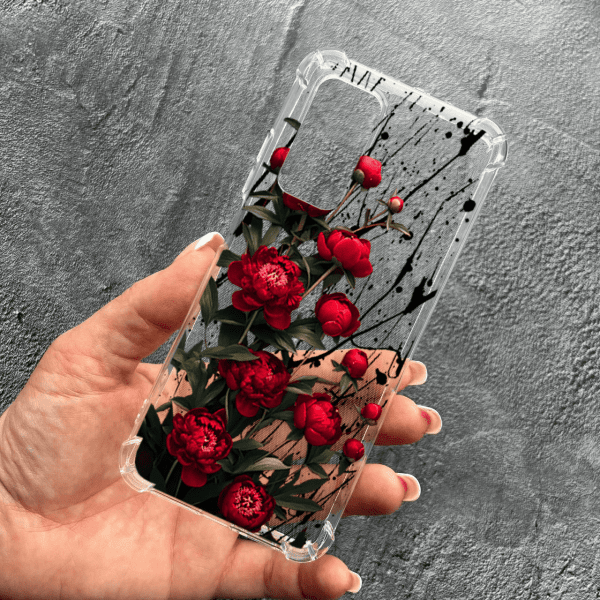 Чохол для Xiaomi Mi 10T / 10T Pro з маленькими квітками червоними півоніями протиударний прозорий силіконовий чохол