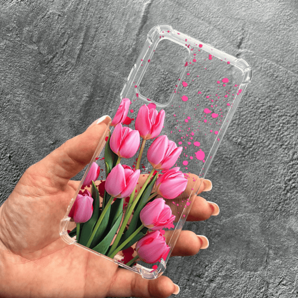 Чохол для Xiaomi Mi 10T / 10T Pro з квітами рожеві тюльпани протиударний прозорий силіконовий чохол