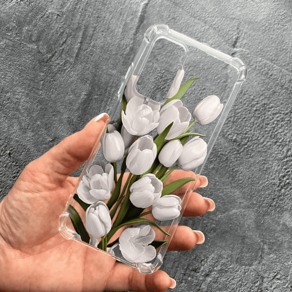 Чохол для Xiaomi Mi 10T / 10T Pro з квітами білі тюльпани протиударний прозорий силіконовий чохол
