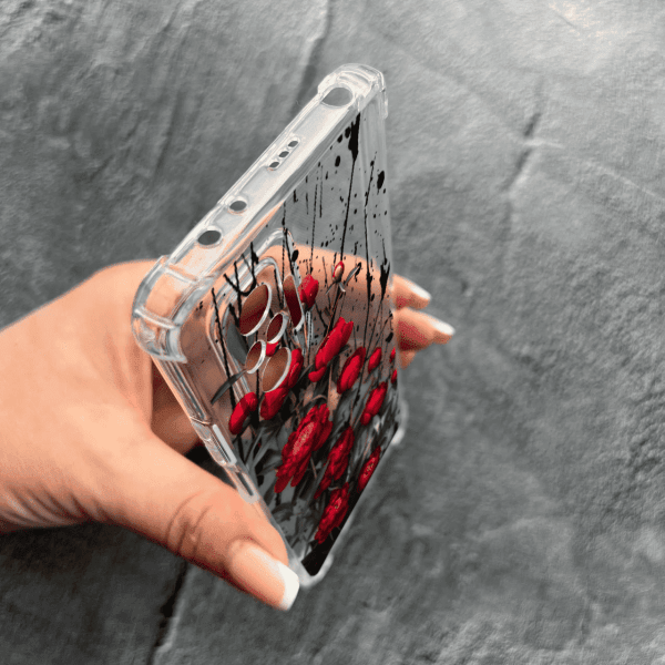 Чохол для Xiaomi Redmi Note 10 Pro з захистом камери з квітами червоні півонії маленькі протиударний прозорий силіконовий чохол