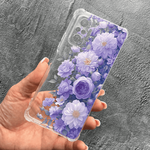 Чохол для Xiaomi Redmi Note 10 Pro з захистом камери з квітами бузкові півонії ніжні протиударний прозорий силіконовий чохол