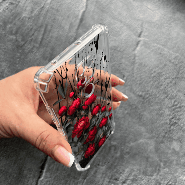 Чохол для Xiaomi Redmi Note 9 / Redmi 10X з захистом камери з квітами червоні півонії маленькі протиударний прозорий силіконовий чохол