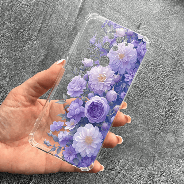 Чохол для Xiaomi Redmi Note 9 / Redmi 10X з захистом камери з квітами бузкові півонії ніжні протиударний прозорий силіконовий чохол