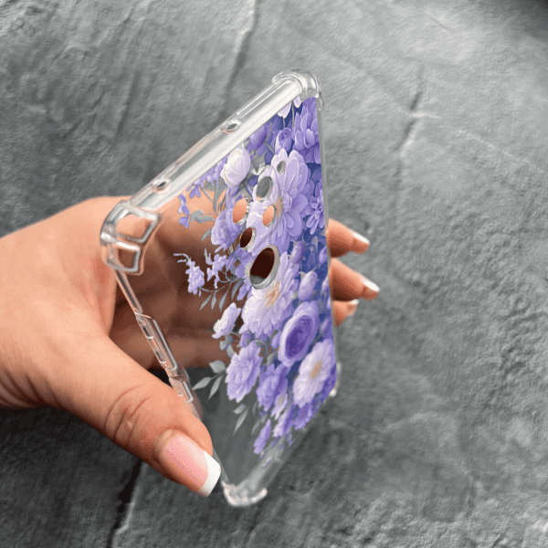 Чохол для Xiaomi Redmi Note 9 / Redmi 10X з захистом камери з квітами бузкові півонії ніжні протиударний прозорий силіконовий чохол