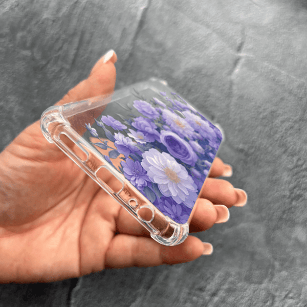 Чехол для Xiaomi Redmi Note 9 / Redmi 10X с защитой камеры с цветами лавандовые пионы нежные противоударный прозрачный силиконовый чехол