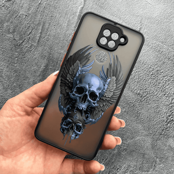 Чехол для Xiaomi Redmi Note 9 / Redmi 10X с защитой камеры с черепом и крыльями