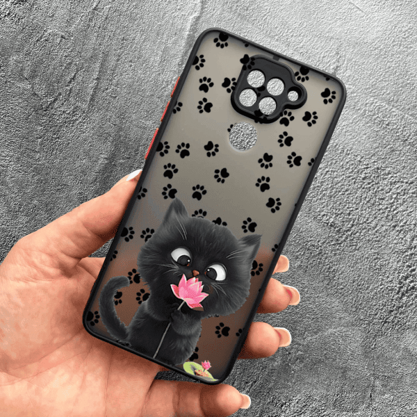 Чохол для Xiaomi Redmi Note 9 / Redmi 10X з захистом камери дитячий з котиком та квіткою