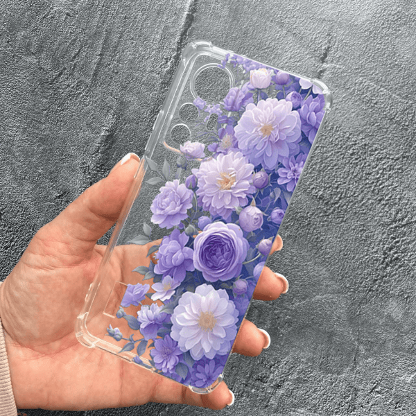 Чохол для Xiaomi 12T / Xiaomi 12T Pro з захистом камери з квітами бузкові півонії ніжні протиударний прозорий силіконовий чохол