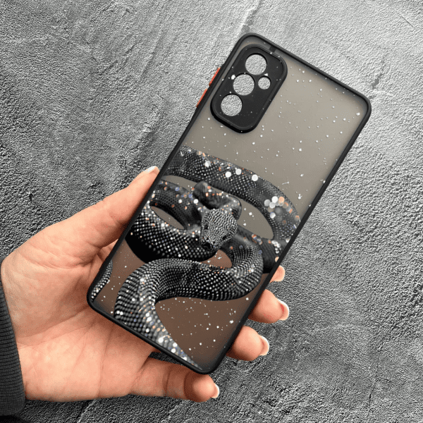 Чохол для Samsung Galaxy M13 з захистом камери зі змією з блискітками