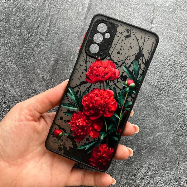 Чохол для Samsung Galaxy M13 з захистом камери з квітами червоні півонії