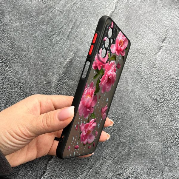 Чехол для Samsung Galaxy M13 с защитой камеры с цветами и дождем