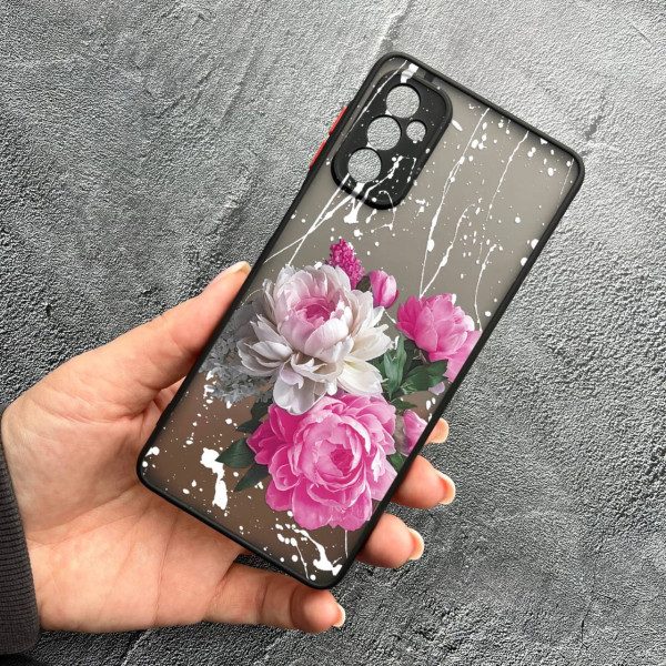 Чохол для Samsung Galaxy M13 з захистом камери з квітами півонії класичні