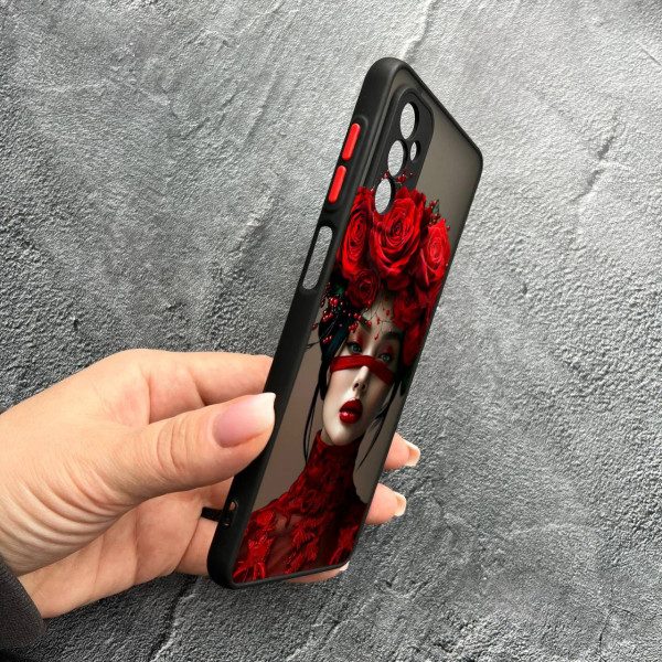 Чехол для Samsung Galaxy M13 с защитой камеры с девочкой и цветами