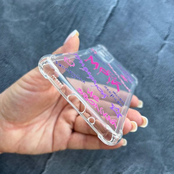 Чехол для Samsung Galaxy M13 с защитой камеры с надписью мечтай противоударный прозрачный силиконовый чехол