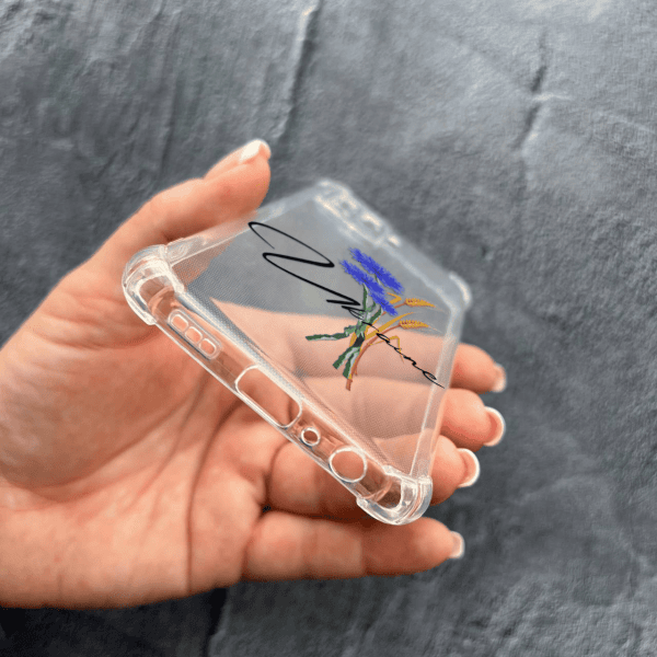 Чехол для Oppo Reno 5 Lite с защитой камеры патриотический с волошкой противоударный прозрачный силиконовый чехол
