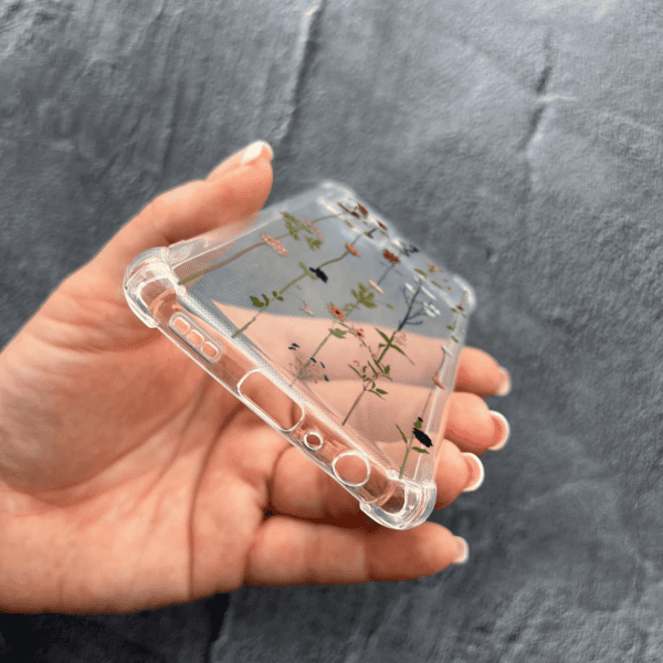 Чехол для Oppo Reno 5 Lite с защитой камеры с цветами лианы противоударный прозрачный силиконовый чехол