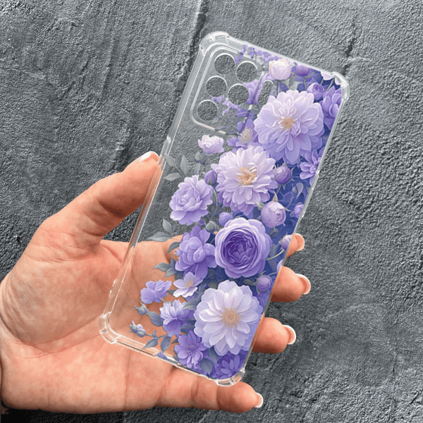 Чохол для Oppo Reno 5 Lite з захистом камери з квітами бузкові півонії ніжні протиударний прозорий силіконовий чохол