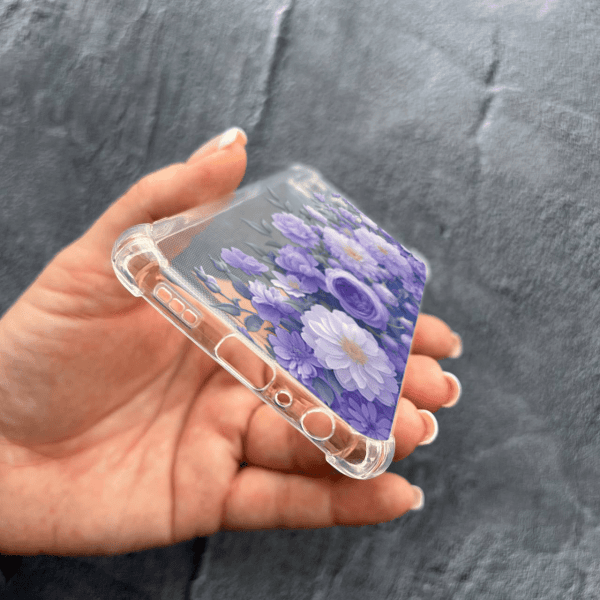 Чехол для Oppo Reno 5 Lite с защитой камеры с цветами лавандовые пионы нежные противоударный прозрачный силиконовый чехол