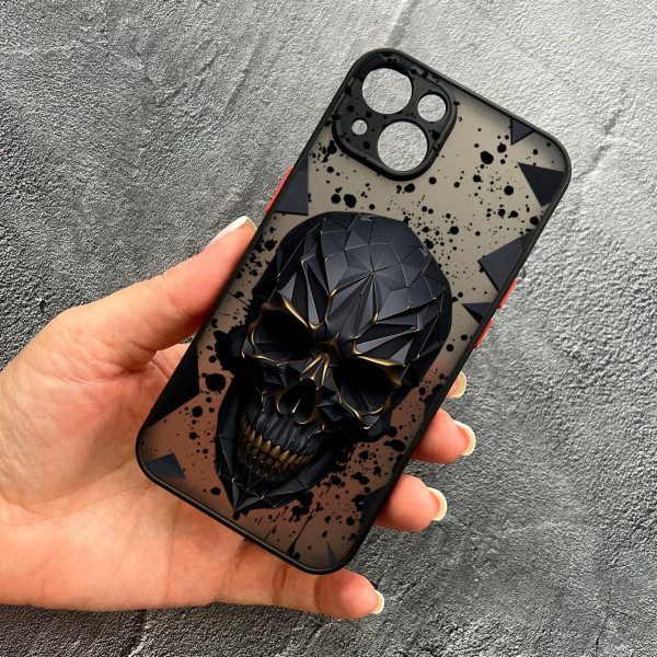 Чехол для iPhone 14 plus с защитой камеры с черепом в кубе