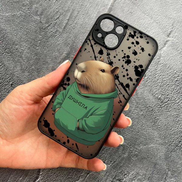 Чехол для iPhone 14 plus с защитой камеры с капибарой