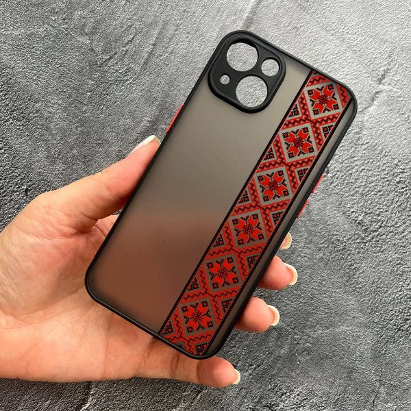 Чехол для iPhone 14 plus с защитой камеры с вышиванкой Киевщина