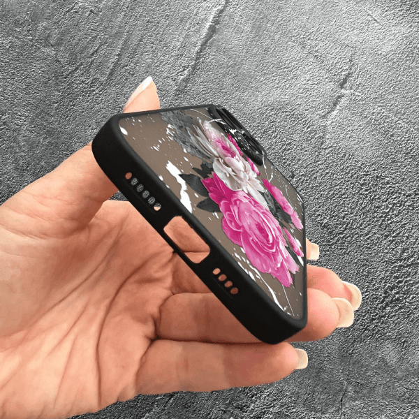 Чехол для iPhone 12 Pro Max с защитой камеры с цветами пионы классические