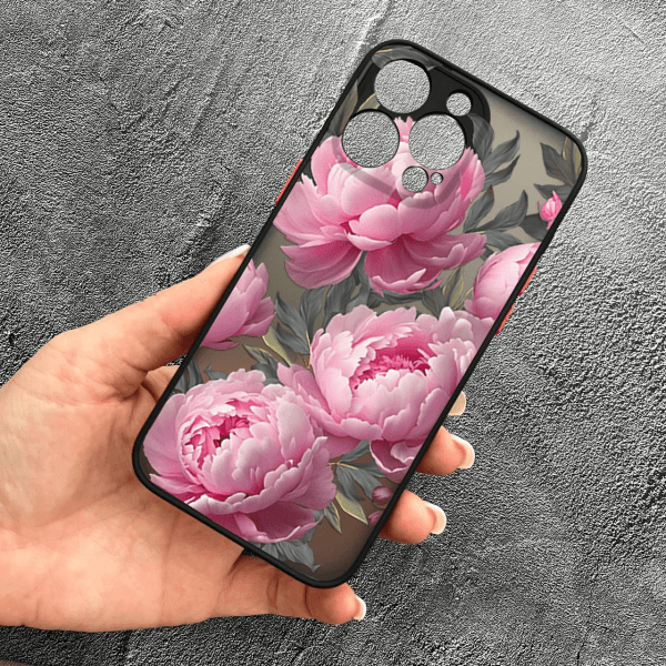Чохол для iPhone 12 Pro з захистом камери з квітами півоніями крупними