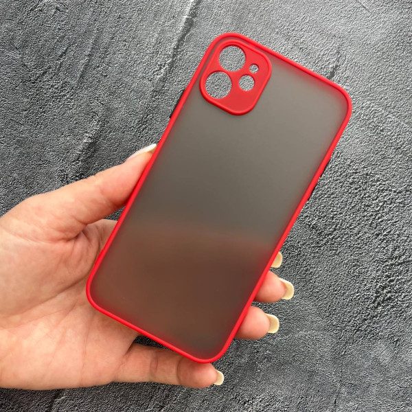 Чехол для iPhone 12 mini матовый пластик без принта красный бортик