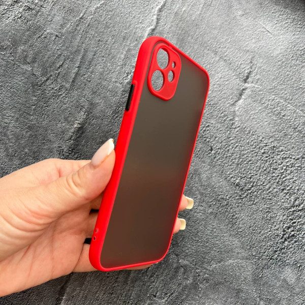 Чехол для iPhone 12 mini матовый пластик без принта красный бортик