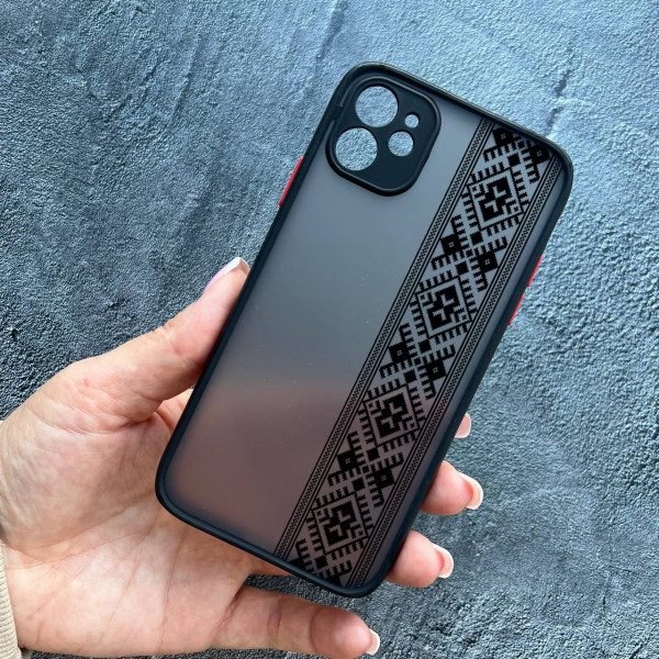 Чохол для iPhone 12 mini з захистом камери з вишиванкою чорна оригінальна