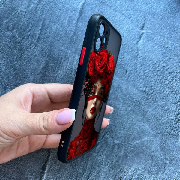 Чохол для iPhone 12 mini з захистом камери з дівчинкою та квітами