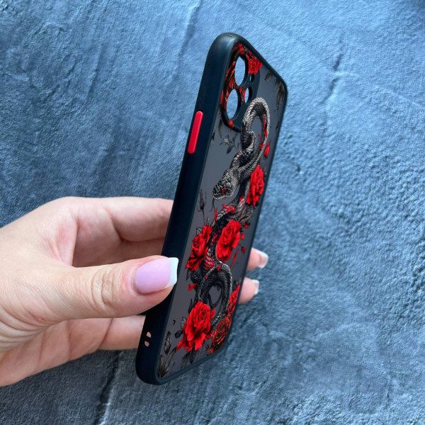 Чохол для iPhone 12 mini з захистом камери з змією в квітах