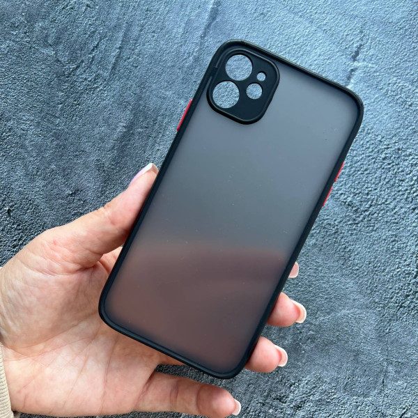 Чехол для iPhone 12 mini с защитой камеры матовый пластик без дизайна