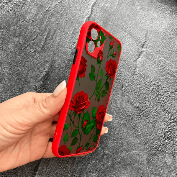 Чохол для iPhone 12 mini з захистом камери з квітами червоні троянди червоний бортик