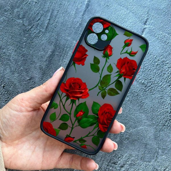 Чохол для iPhone 12 з захистом камери з квітами червоні троянди