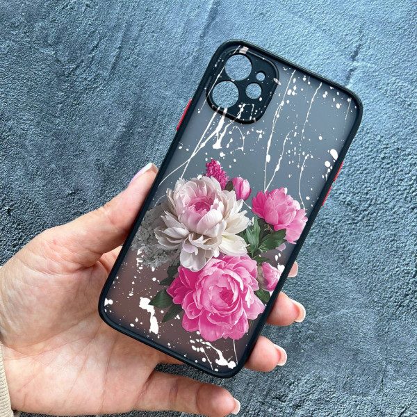 Чохол для iPhone 12 з захистом камери з квітами півоніями класичними
