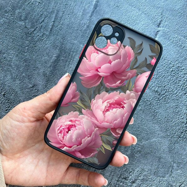 Чохол для iPhone 12 з захистом камери з квітами півонії 