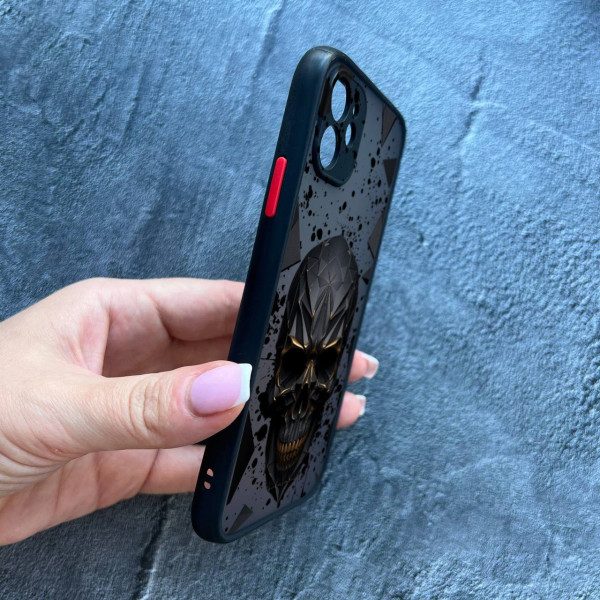 Чехол для iPhone 12 с защитой камеры с черепом в кубе