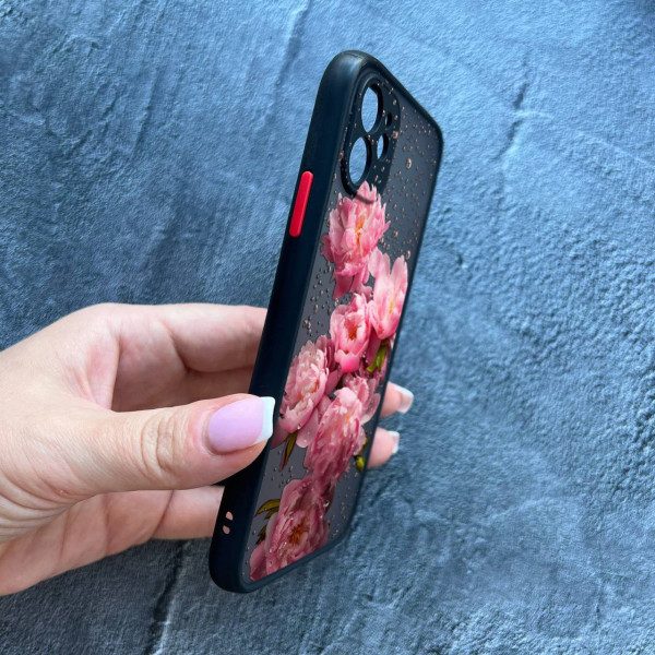 Чехол для iPhone 12 с защитой камеры с цветами и каплями