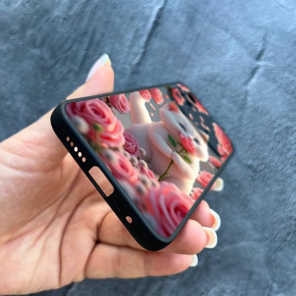 Чехол для Xiaomi Poco X4 Pro 4G / X4 Pro 5G с защитой камеры с котом в цветах розах