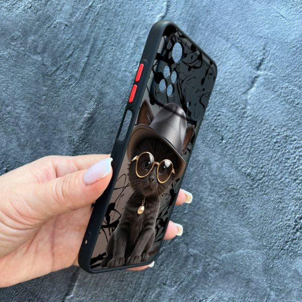 Чехол для Xiaomi Poco X4 Pro 4G / X4 Pro 5G с защитой камеры с котом в шляпе