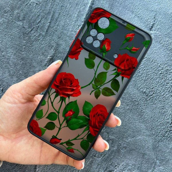Чехол для Xiaomi Poco X4 Pro 4G / X4 Pro 5G с защитой камеры с цветами красные розы