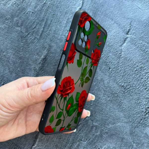 Чехол для Xiaomi Poco X4 Pro 4G / X4 Pro 5G с защитой камеры с цветами красные розы