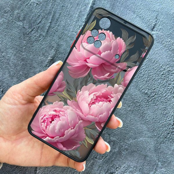 Чехол для Xiaomi Poco X4 Pro 4G / X4 Pro 5G с защитой камеры с цветами пионами крупными