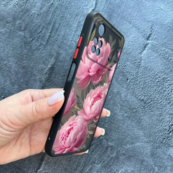 Чехол для Xiaomi Poco X4 Pro 4G / X4 Pro 5G с защитой камеры с цветами пионами крупными