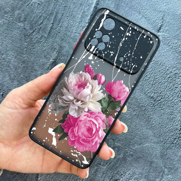 Чехол для Xiaomi Poco X4 Pro 4G / X4 Pro 5G с защитой камеры с цветами пионы классические