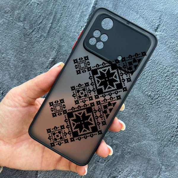 Чохол для Xiaomi Poco X4 Pro 4G / X4 Pro 5G з захистом камери з вишиванкою чорна українська