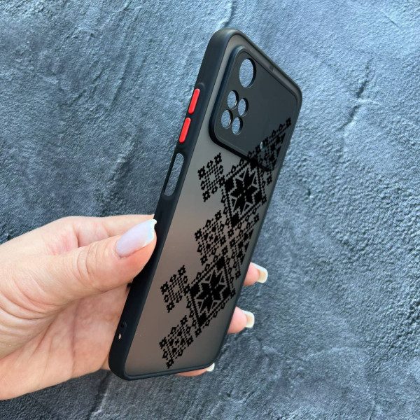Чохол для Xiaomi Poco X4 Pro 4G / X4 Pro 5G з захистом камери з вишиванкою чорна українська