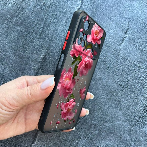 Чехол для Xiaomi Poco X4 Pro 4G / X4 Pro 5G с защитой камеры с цветами и дождем