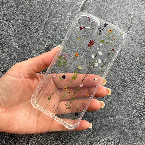 Чехол для iPhone 15 Plus с защитой камеры лианы противоударный прозрачный силиконовый чехол